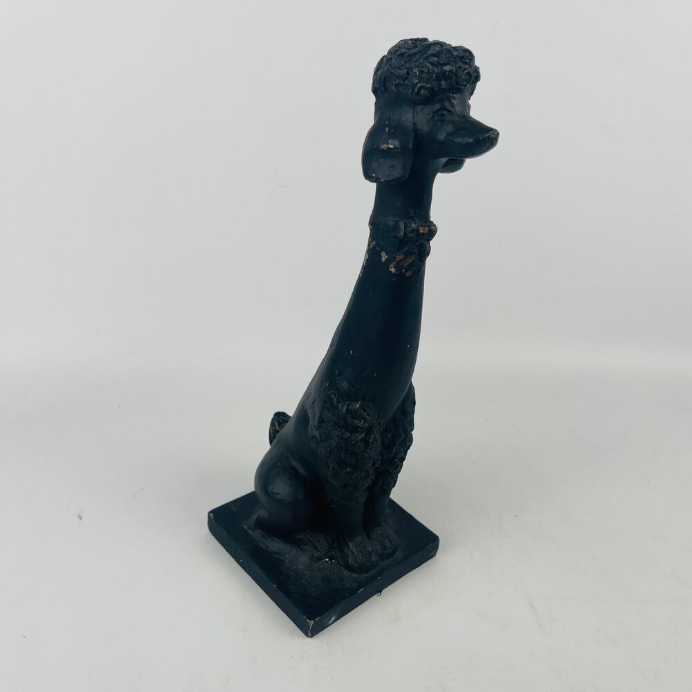 Cast Iron Black Poodle Dog Figurine Doorstop Reproduction 9 1/8”